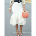 2019 Elegant Mid Calf White Formal Business Trumpet Women Skirts